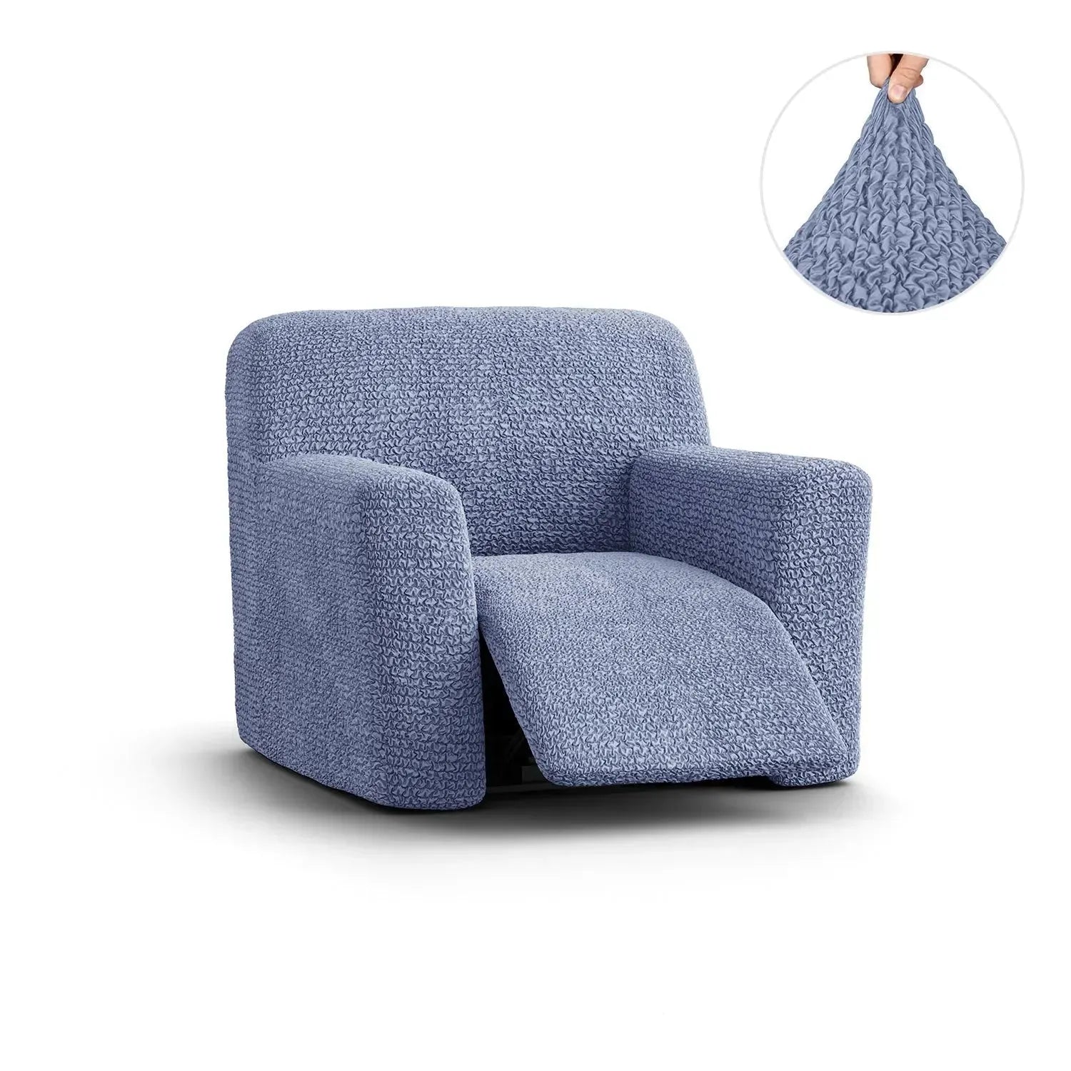 Housse de fauteuil inclinable en microfibre bleue
