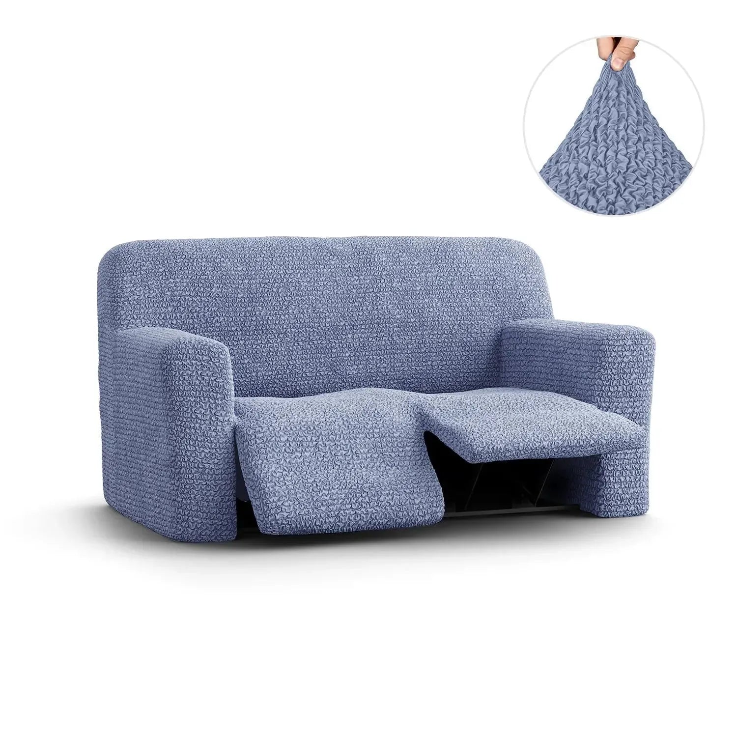 Housse de fauteuil inclinable en microfibre bleue
