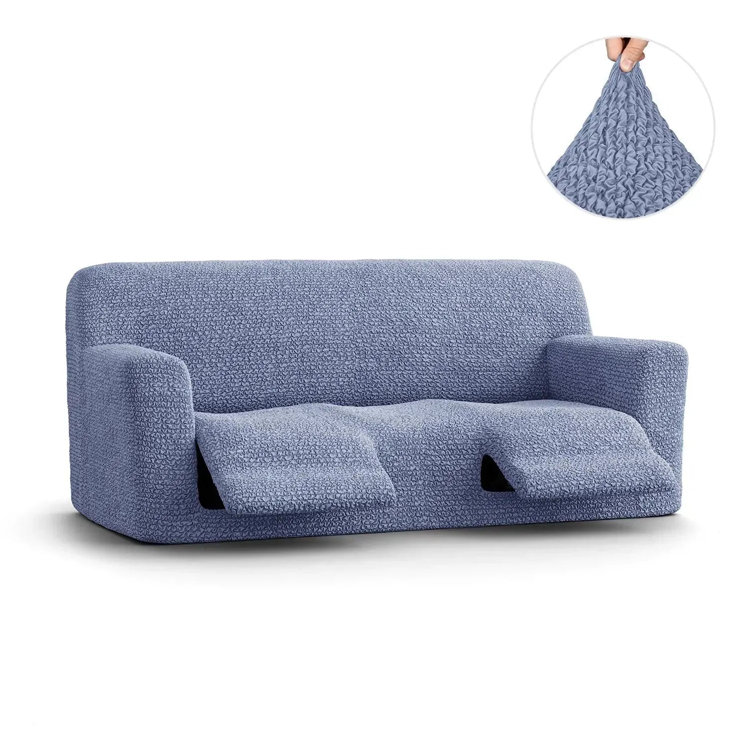 Housse de fauteuil inclinable en microfibre bleue