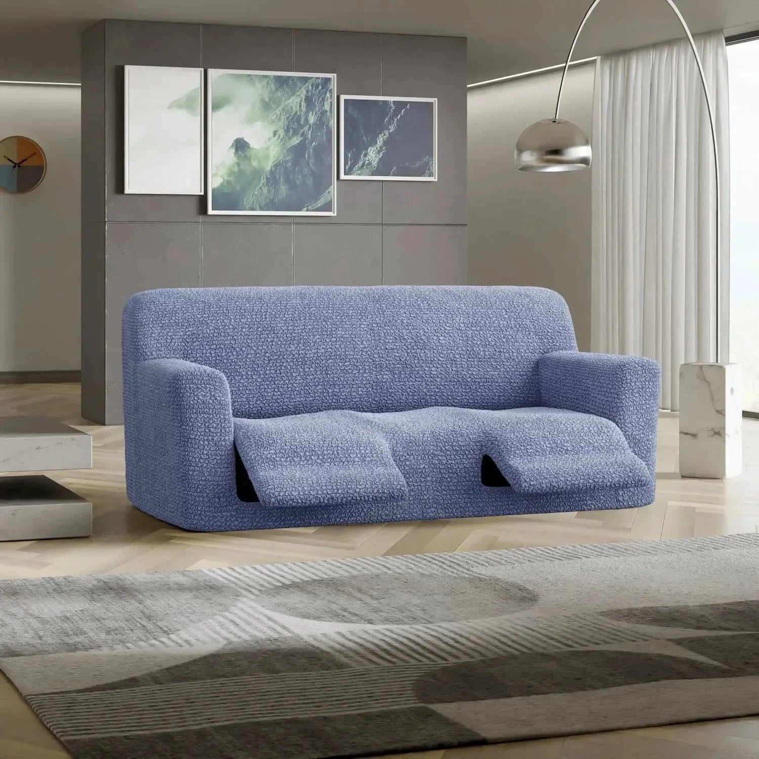 Housse de fauteuil inclinable en microfibre bleue