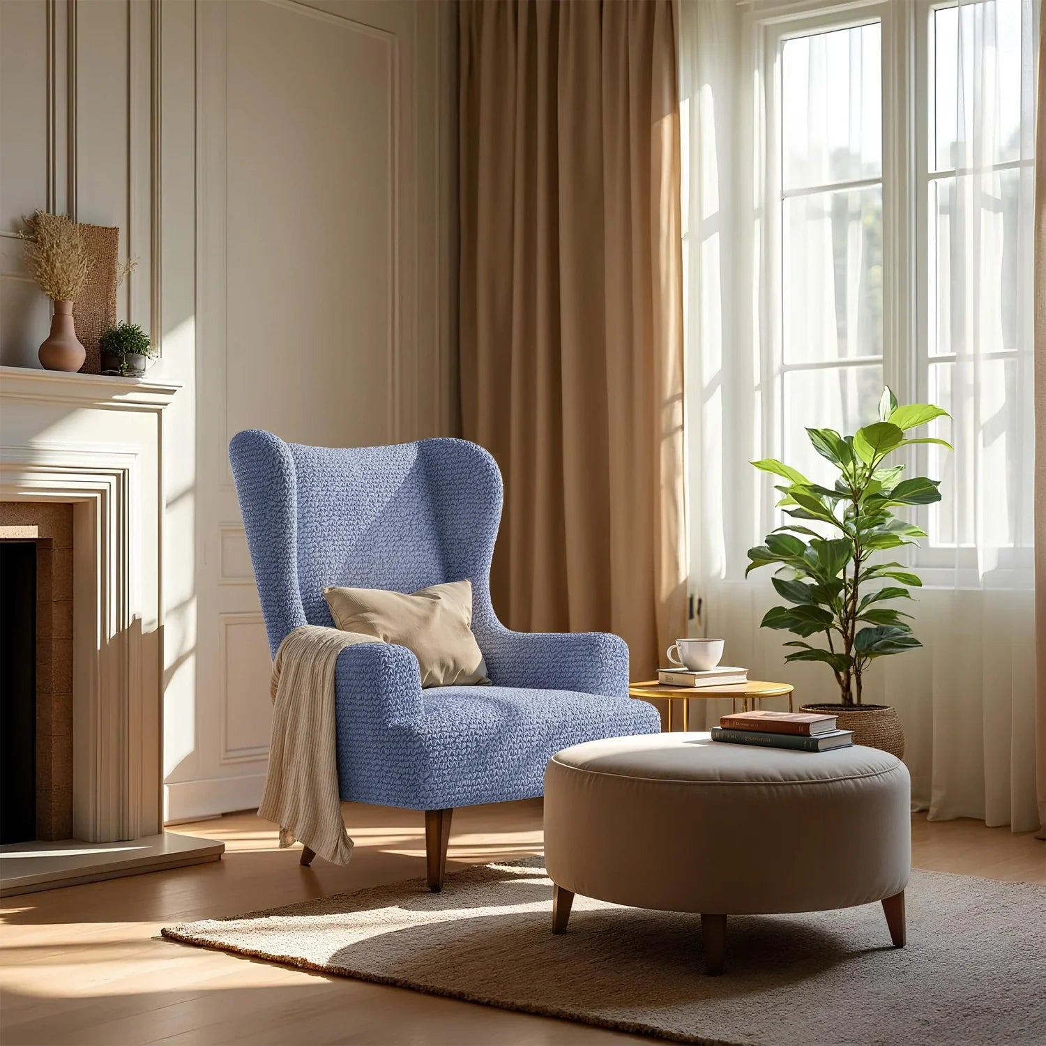 Housse de fauteuil en microfibre bleue