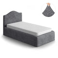 Dark Gray Microfibra Bed Headboard & Frame Slipcover