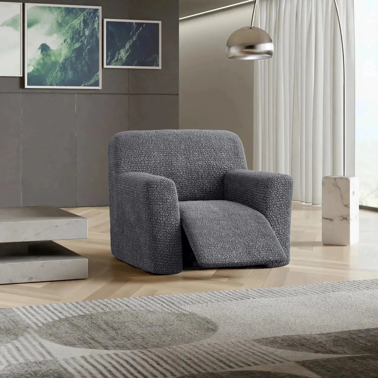 Housse de fauteuil inclinable en microfibre gris foncé