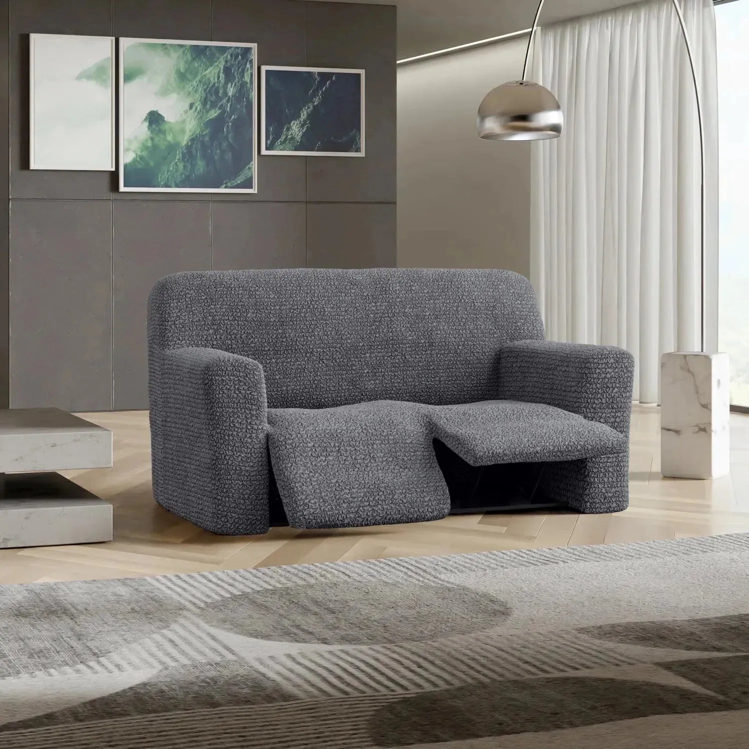 Housse de fauteuil inclinable en microfibre gris foncé