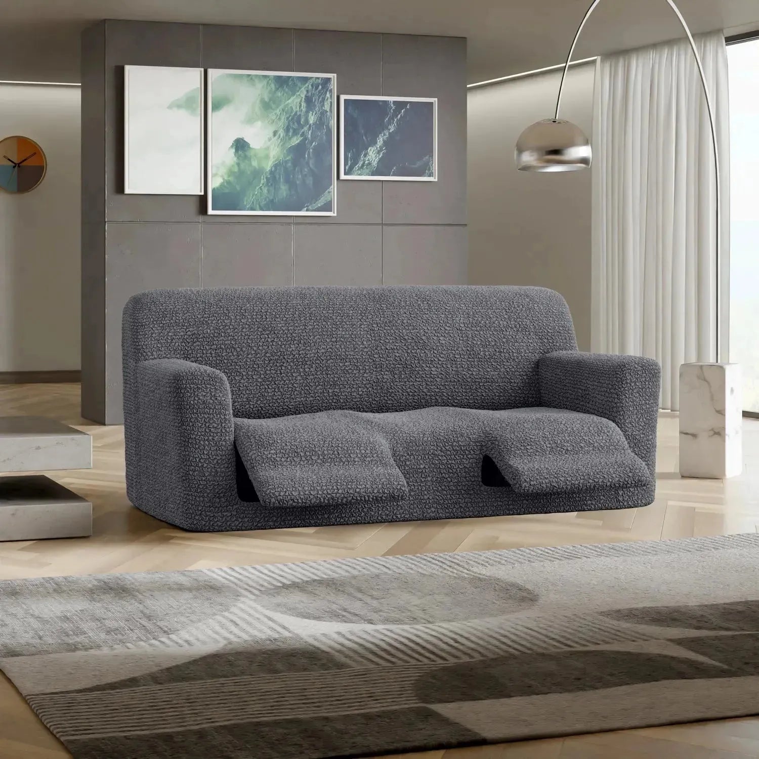 Housse de fauteuil inclinable en microfibre gris foncé