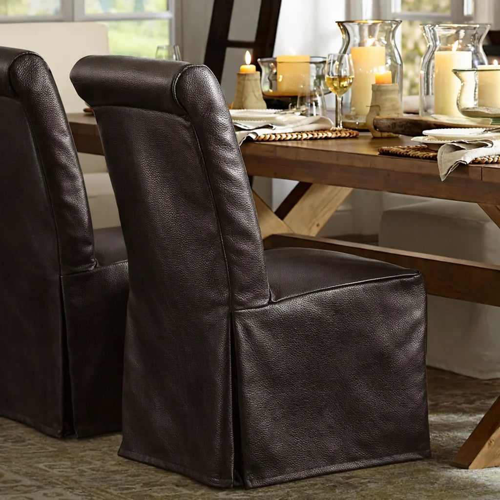 Mahogany Minotti YX-75 | Long-Skirt Dining Chair Slipcover