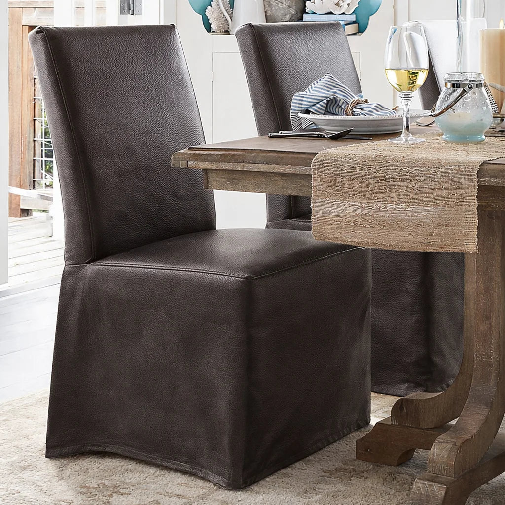 Mahogany Minotti YX-75 | Long-Skirt Dining Chair Slipcover