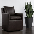 Mahogany Minotti YX-75 | Long-Skirt Dining Chair with armrest Slipcover