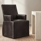 Mahogany Minotti YX-75 | Long-Skirt Dining Chair with armrest Slipcover