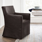 Mahogany Minotti YX-75 | Long-Skirt Dining Chair with armrest Slipcover