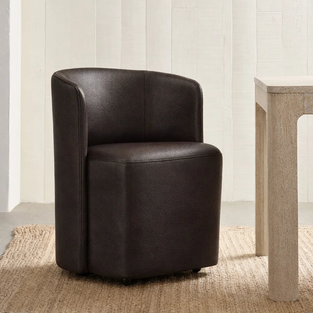 Mahogany Minotti YX-75 | Long-Skirt Dining Chair with armrest Slipcover