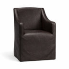 Mahogany Minotti YX-75 | Long-Skirt Dining Chair with armrest Slipcover