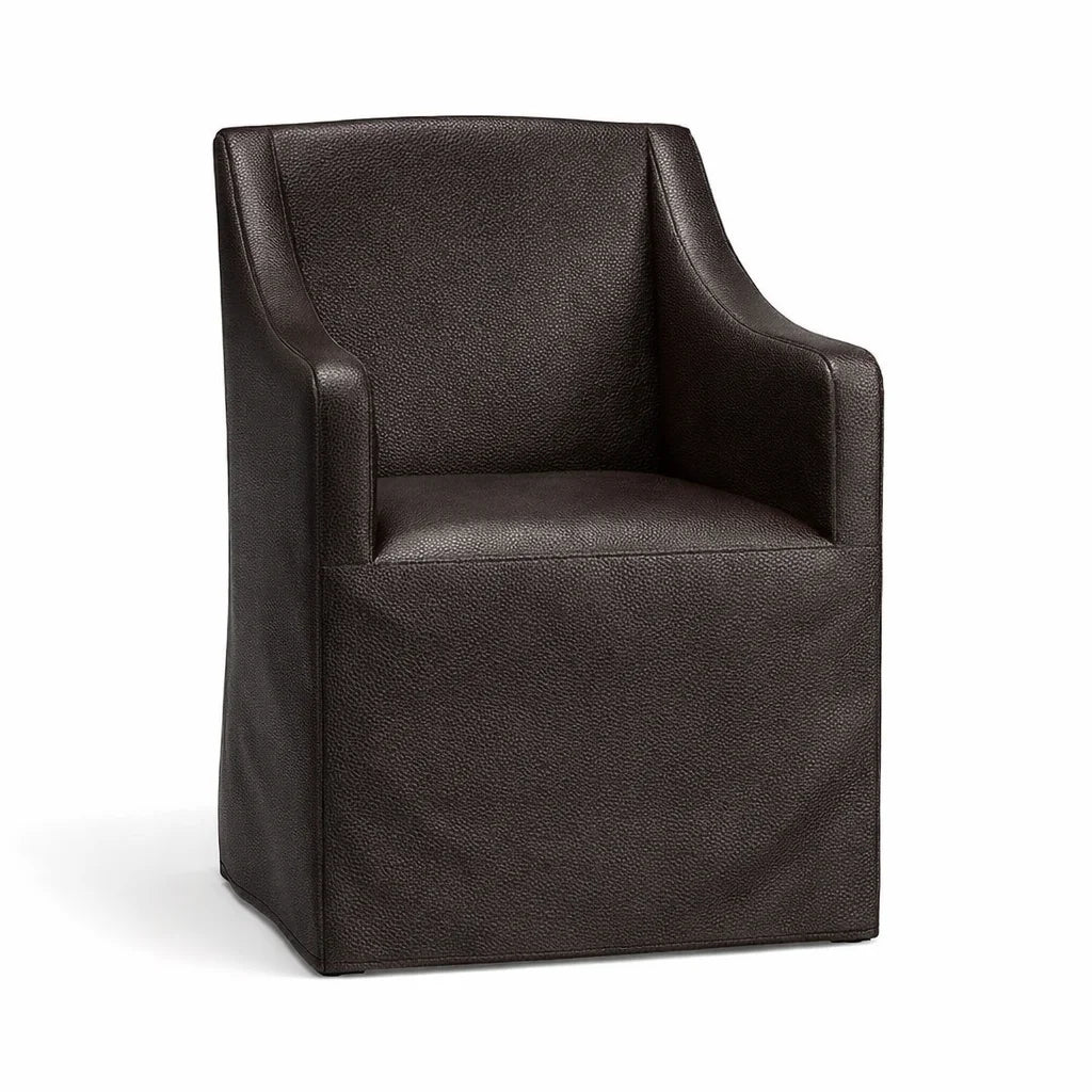 Mahogany Minotti YX-75 | Long-Skirt Dining Chair with armrest Slipcover