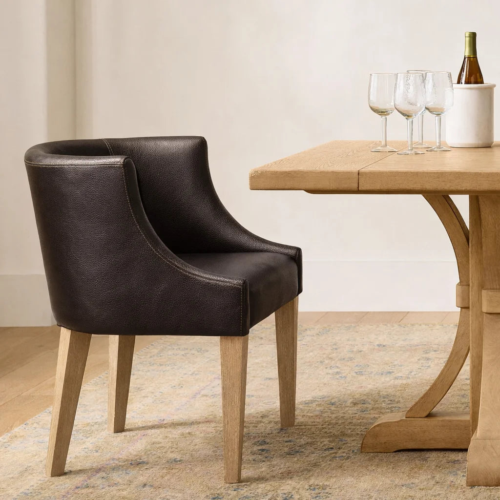 Mahogany Minotti YX-75 | Snug fit Dining Chair with armrest Slipcover