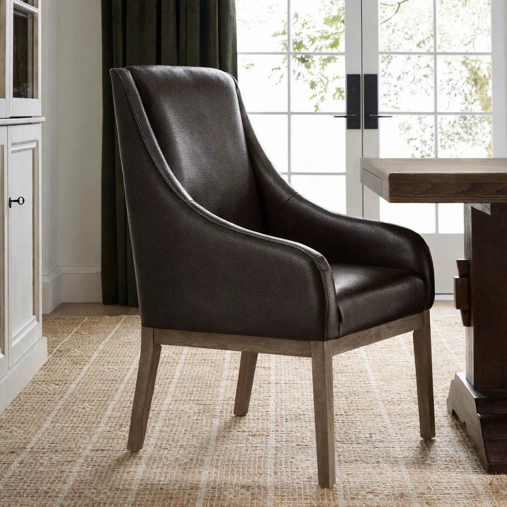 Mahogany Minotti YX-75 | Snug fit Dining Chair with armrest Slipcover