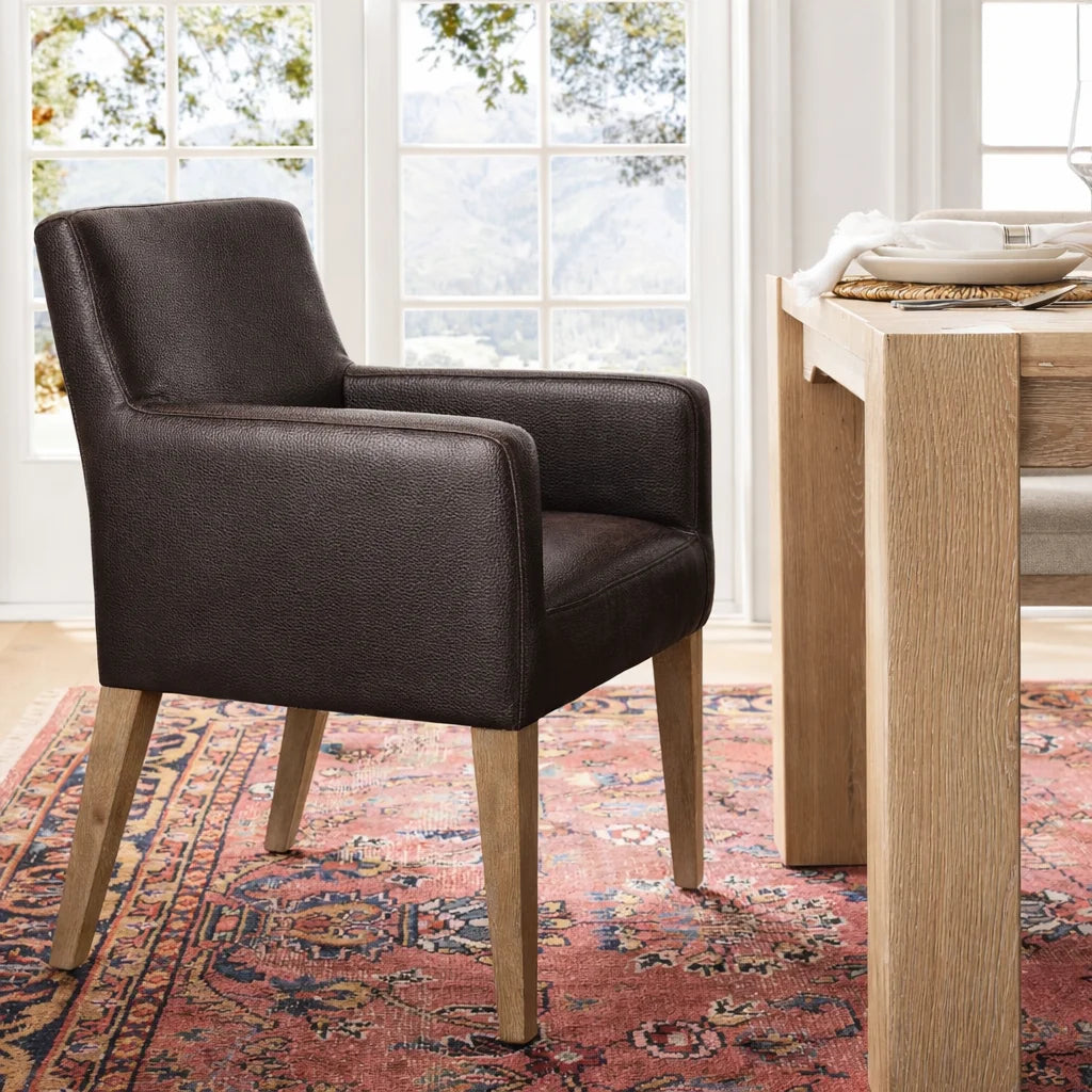 Mahogany Minotti YX-75 | Snug fit Dining Chair with armrest Slipcover