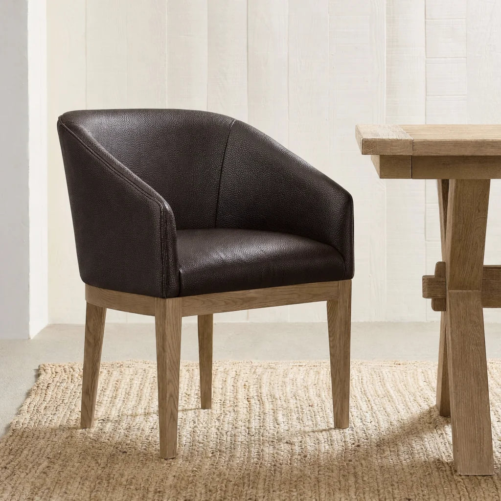 Mahogany Minotti YX-75 | Snug fit Dining Chair with armrest Slipcover