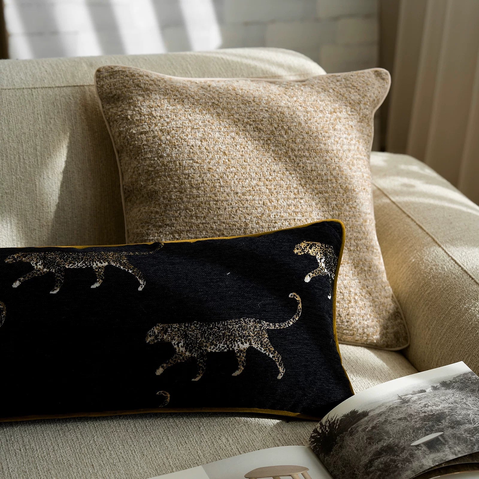 Black-Ground Gold Leopard | Bed Frame Cover