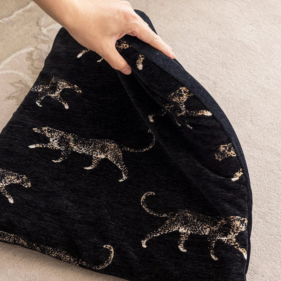 Black-Ground Gold Leopard | Bed Frame Cover