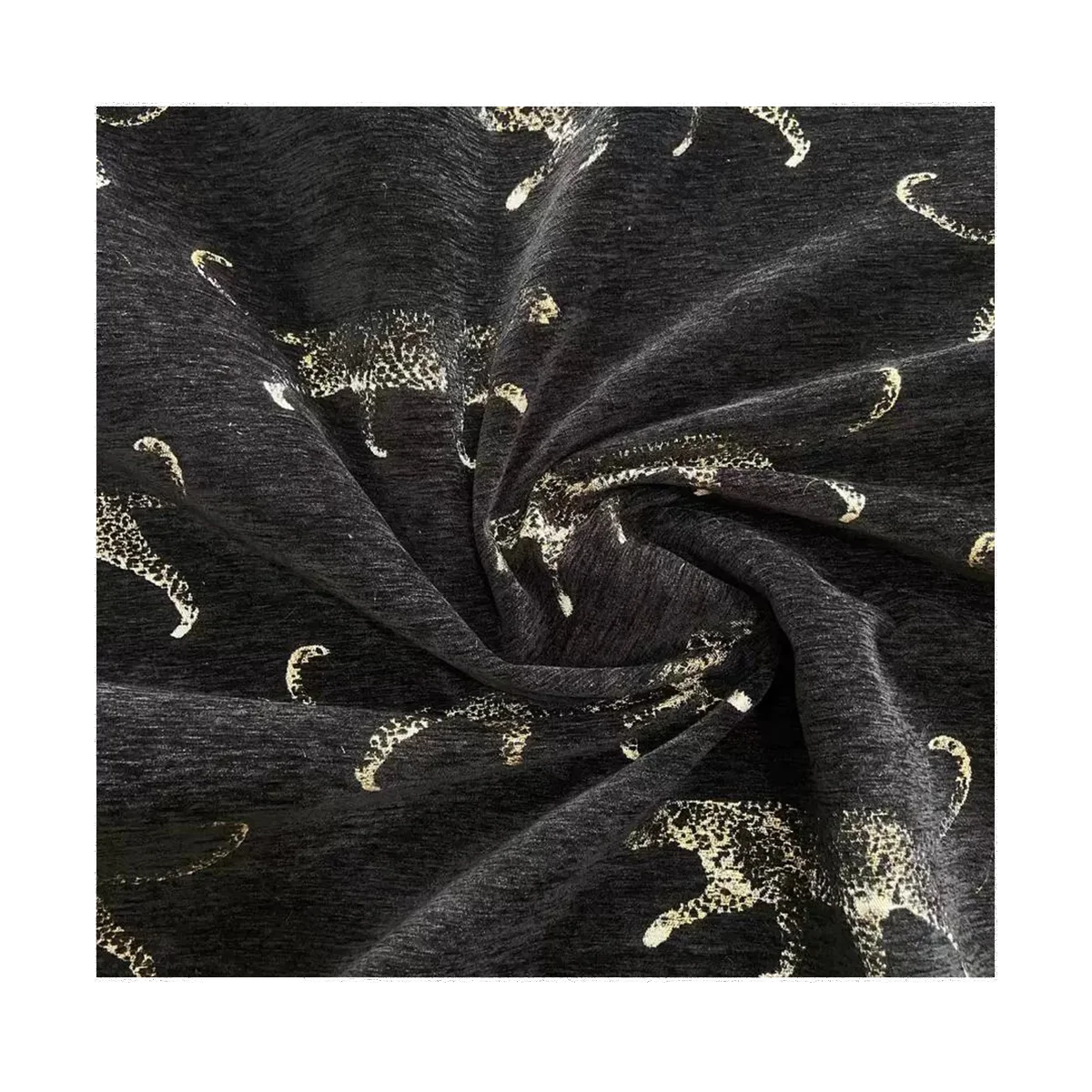 Black-Ground Gold Leopard | Bed Frame Cover