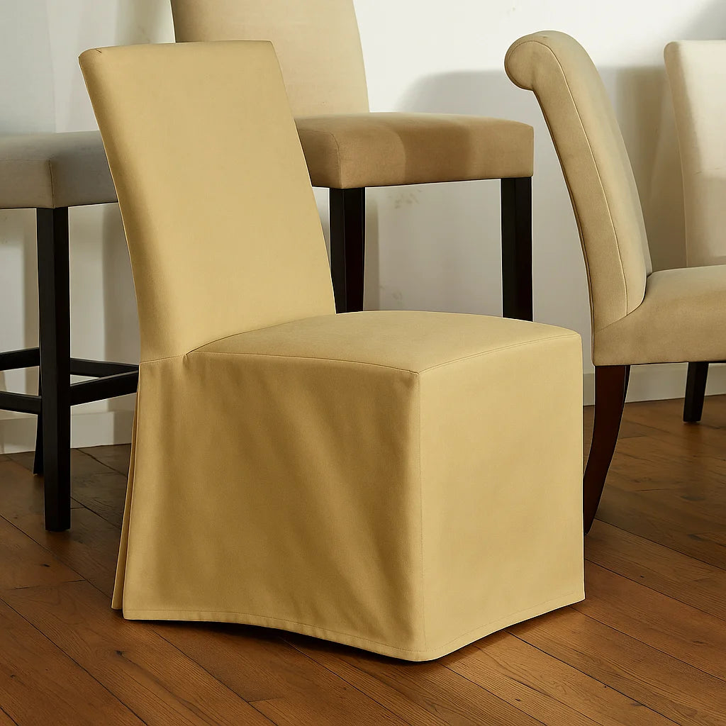 Matte Yellow WB PBV2042 - 33 | Long-Skirt Dining Chair Slipcover