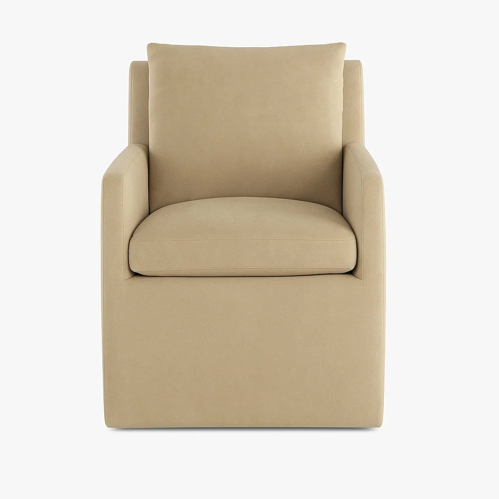 Matte Yellow WB PBV2042 - 33 | Long-Skirt Dining Chair with armrest Slipcover