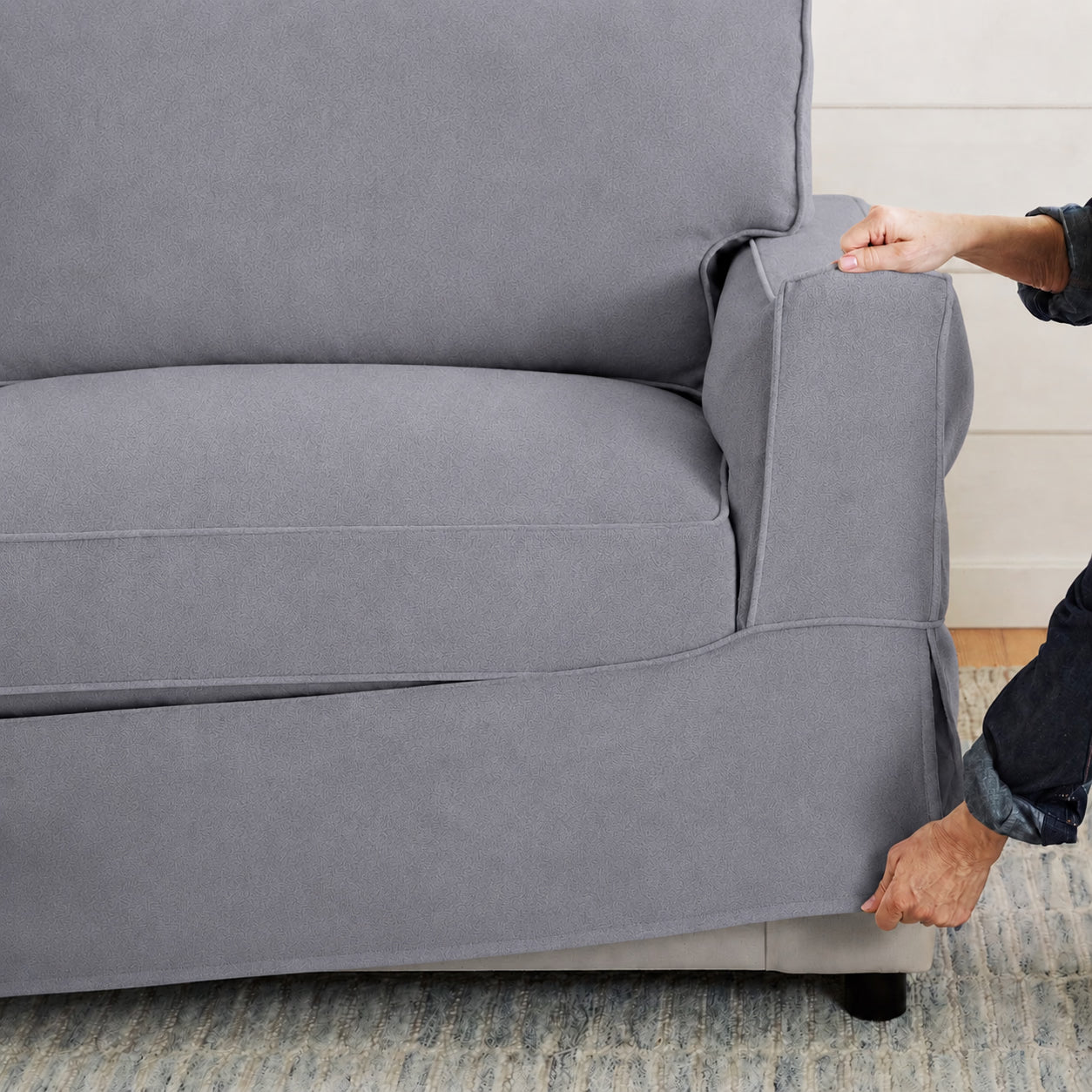 Meteor Ash Luna-02 custom sofa slipcover