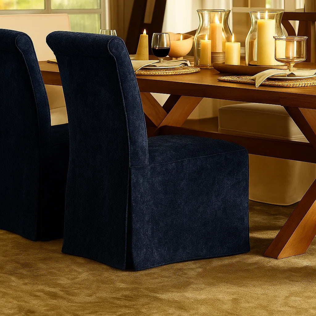 Midnight Admiral WX23006 - 25 | Long-Skirt Dining Chair Slipcover