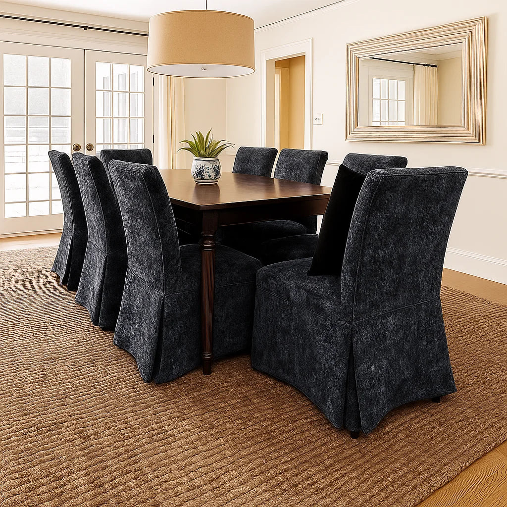 Midnight Admiral WX23006 - 25 | Long-Skirt Dining Chair Slipcover