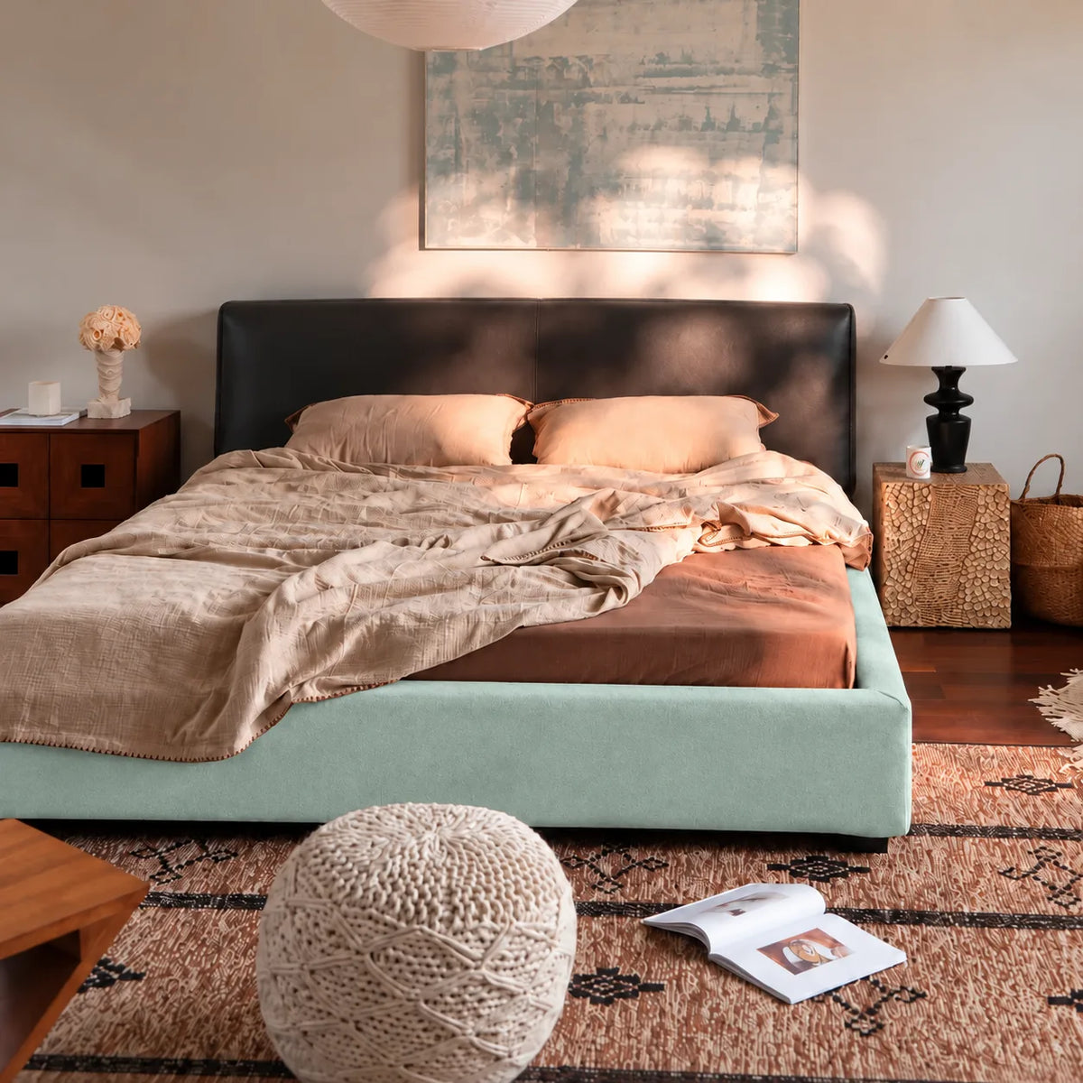 Mint · Stretch-Fit Bed Frame Cover