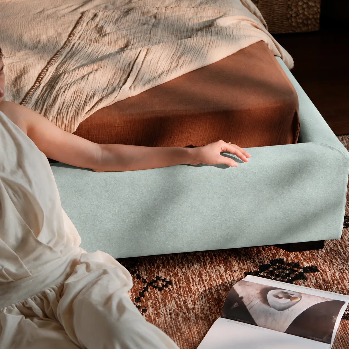 Mint · Stretch-Fit Bed Frame Cover