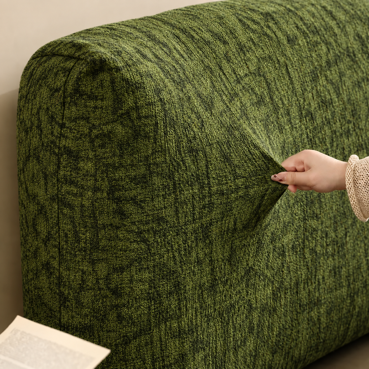 Moss Trace · Stretch-Fit Bed Headboard Cover