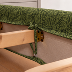 Moss Trace · Stretch-Fit Inset Bed Frame Cover · Tie Straps + Back Elastic