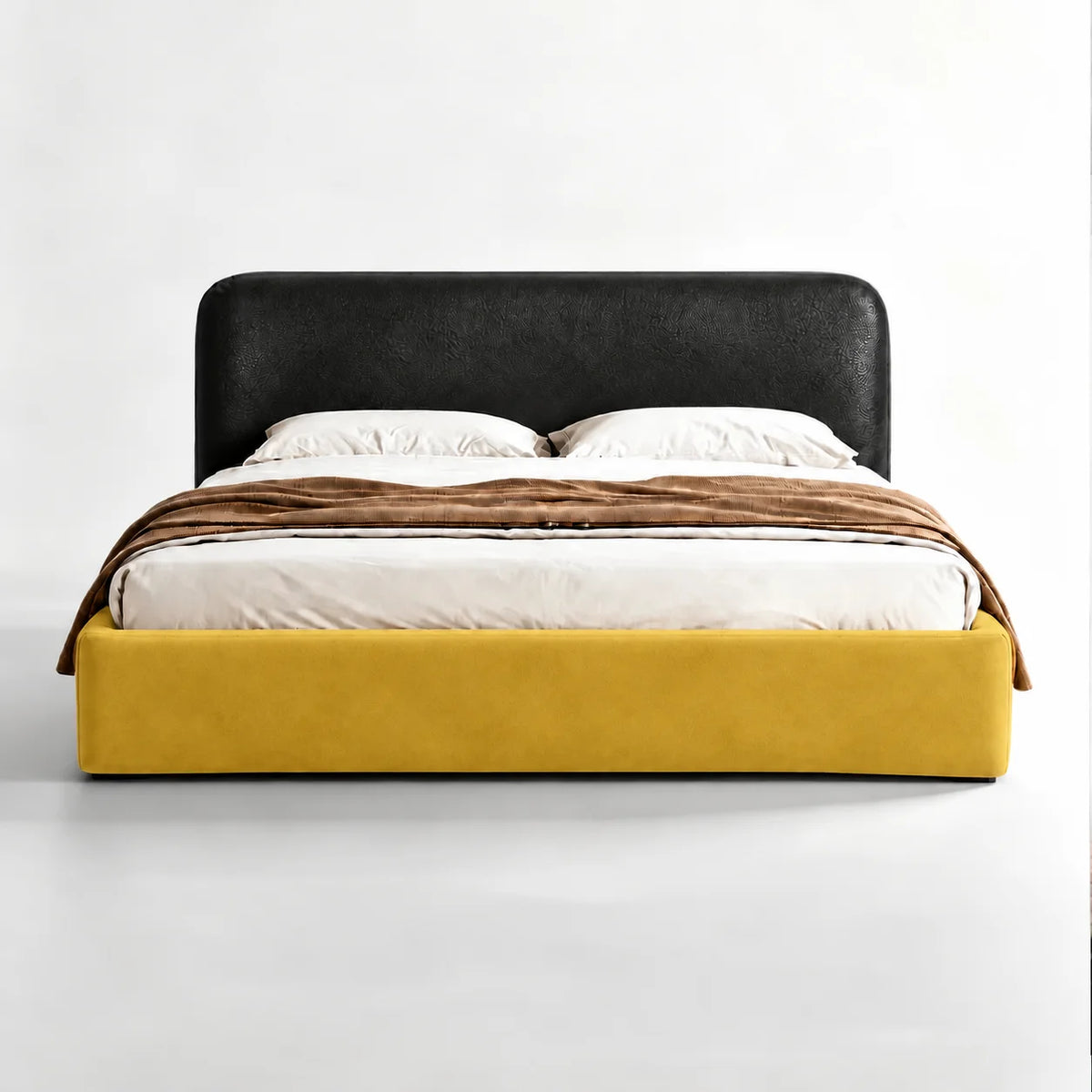 Mustard · Stretch-Fit Inset Bed Frame Cover