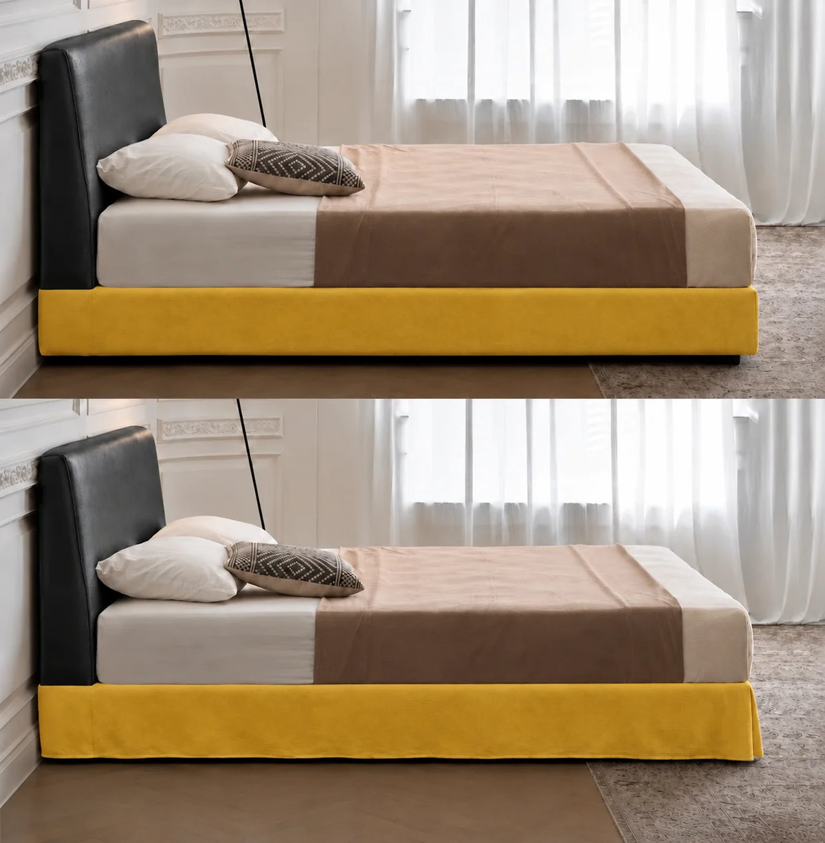 Mustard · Stretch-Fit Inset Bed Frame Cover
