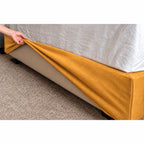 Mustard · Stretch-Fit Inset Bed Frame Cover · Elastic Bands + Back Elastic