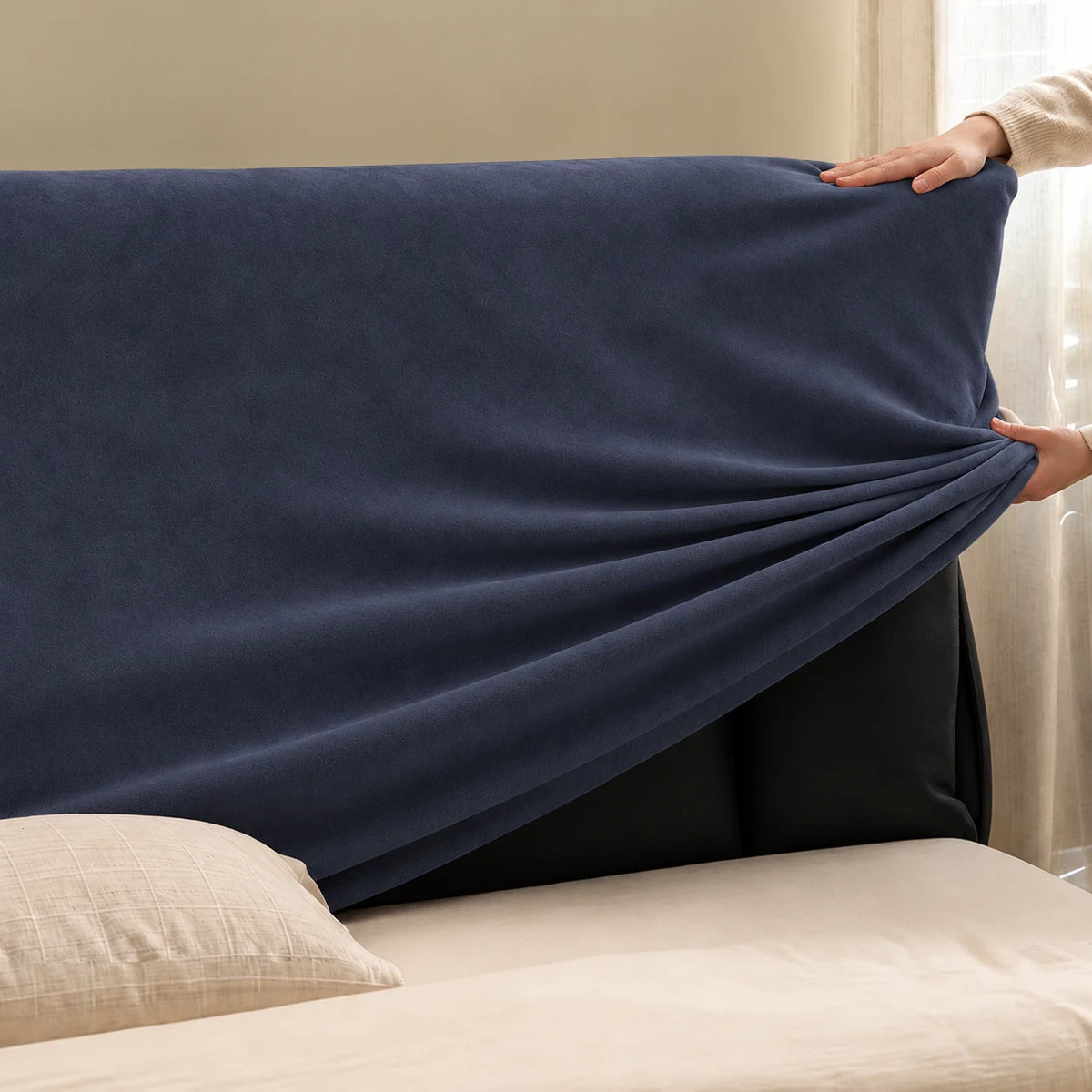 Navy · Stretch-Fit Bed Headboard Cover