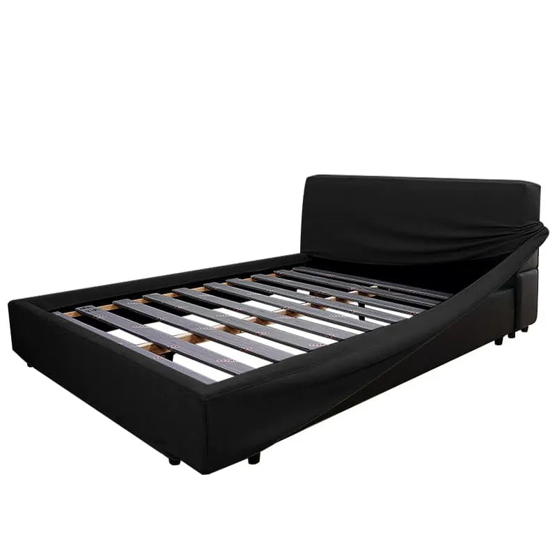 Bed Frame + Headboard Cover | Sienna Velour - Onyx Noir