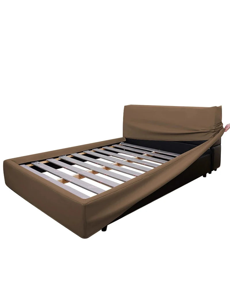 Lit plateforme rembourré + housse de tête de lit | Anthracite classique 