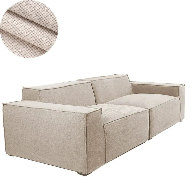 One Piece Custom Sofa Slipcover | Elara Flax- Beige