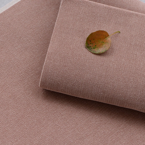 Custom Bed Frame Cover — Elara Flax · Rosewood Dusk