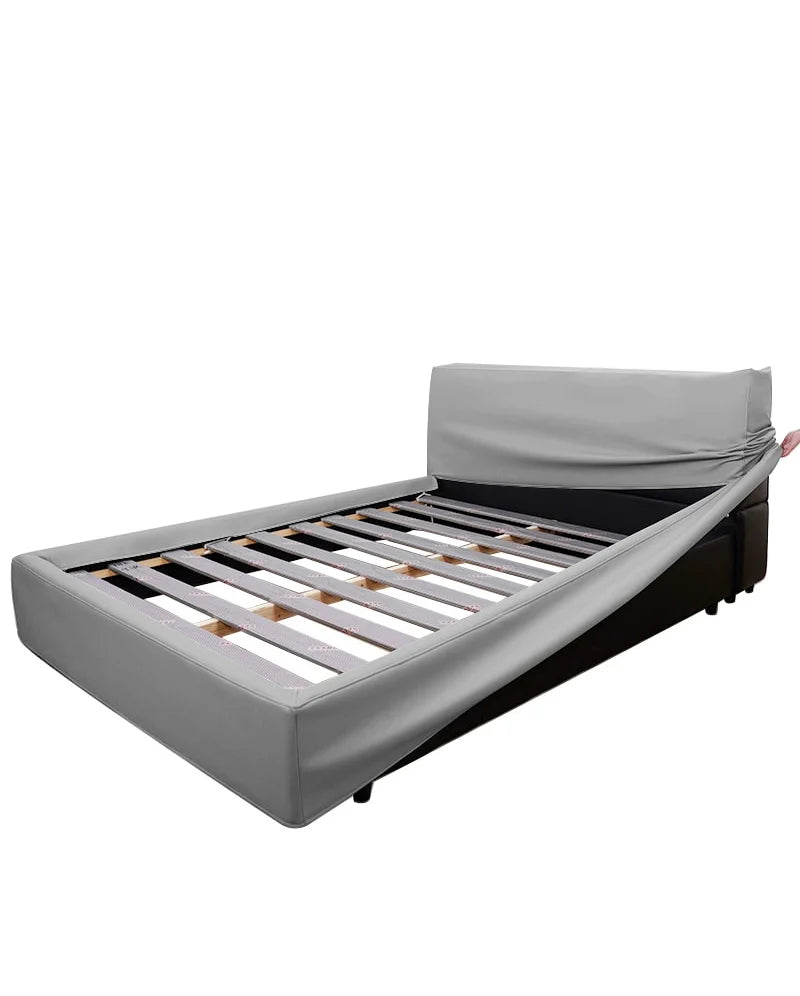 Lit plateforme rembourré + housse de tête de lit | Anthracite classique 