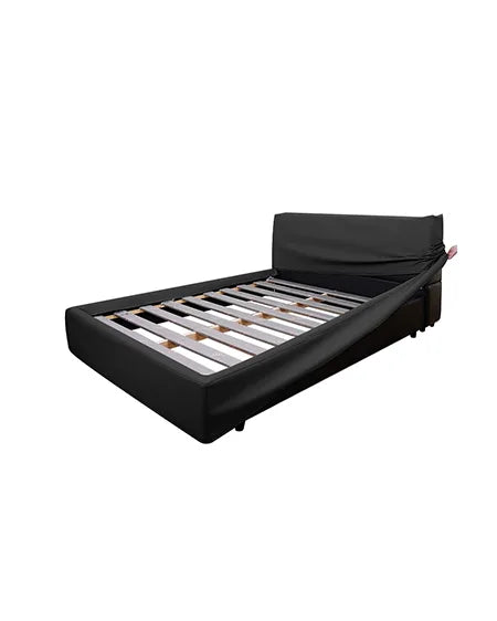 Lit plateforme rembourré + housse de tête de lit | Anthracite classique 