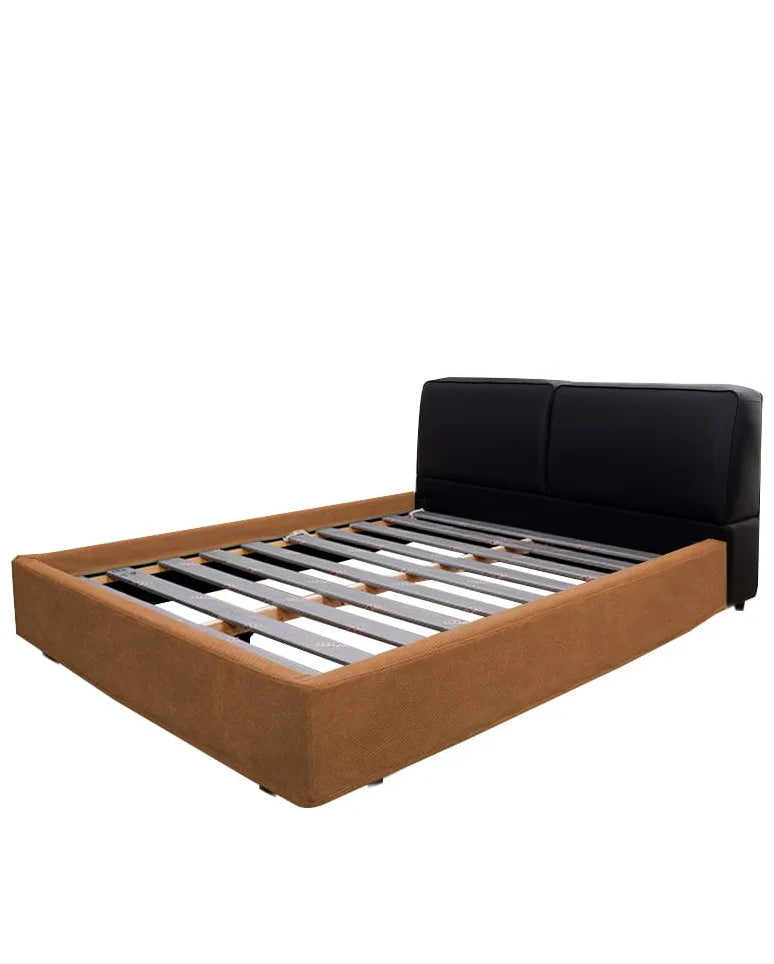 Upholstered Platform Bed + Headboard Cover | Elara Flax