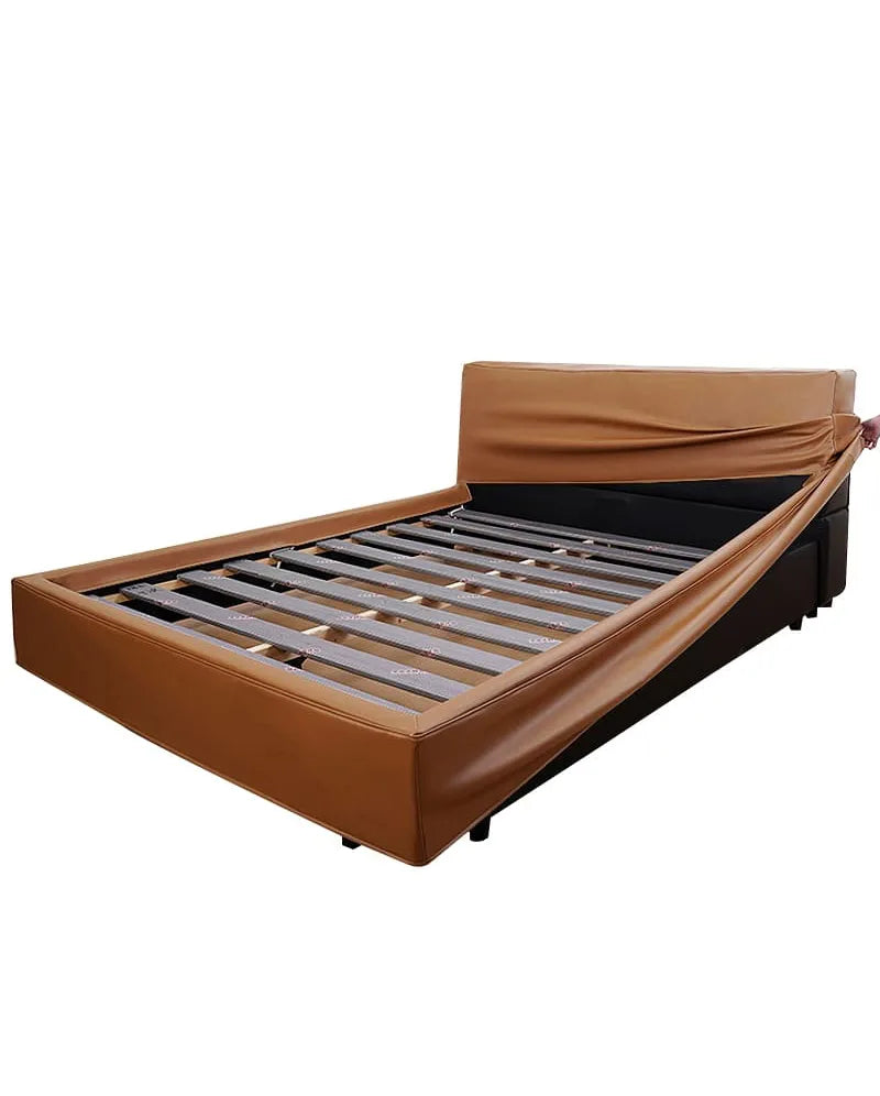 Lit plateforme rembourré + housse de tête de lit | Anthracite classique 