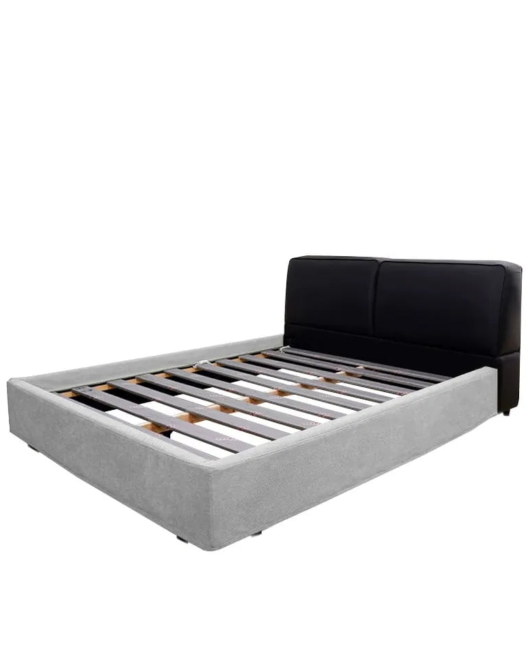 Upholstered Platform Bed + Headboard Cover | Elara Flax