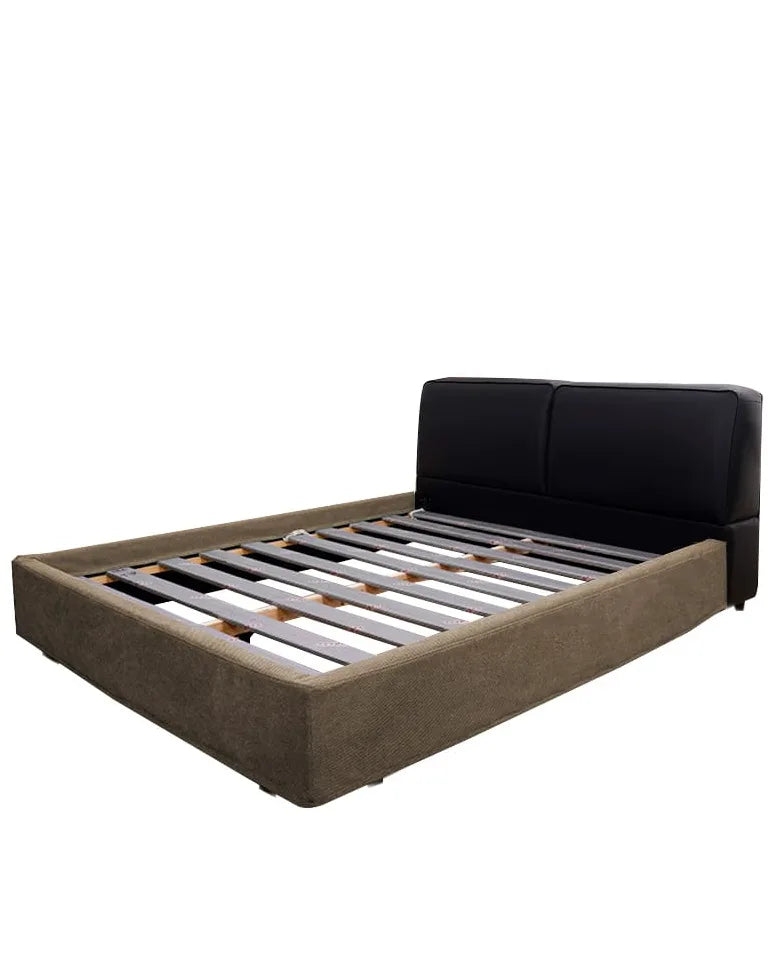 Upholstered Platform Bed + Headboard Cover | Elara Flax
