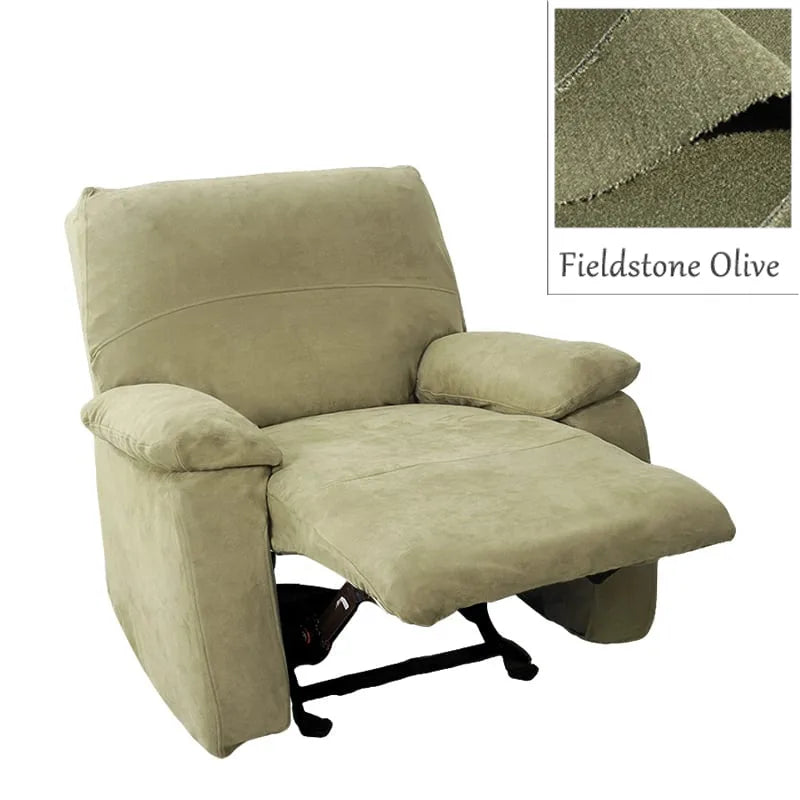 Custom Recliner Chair Slipcover | Sienna Velour - Fieldstone Olive