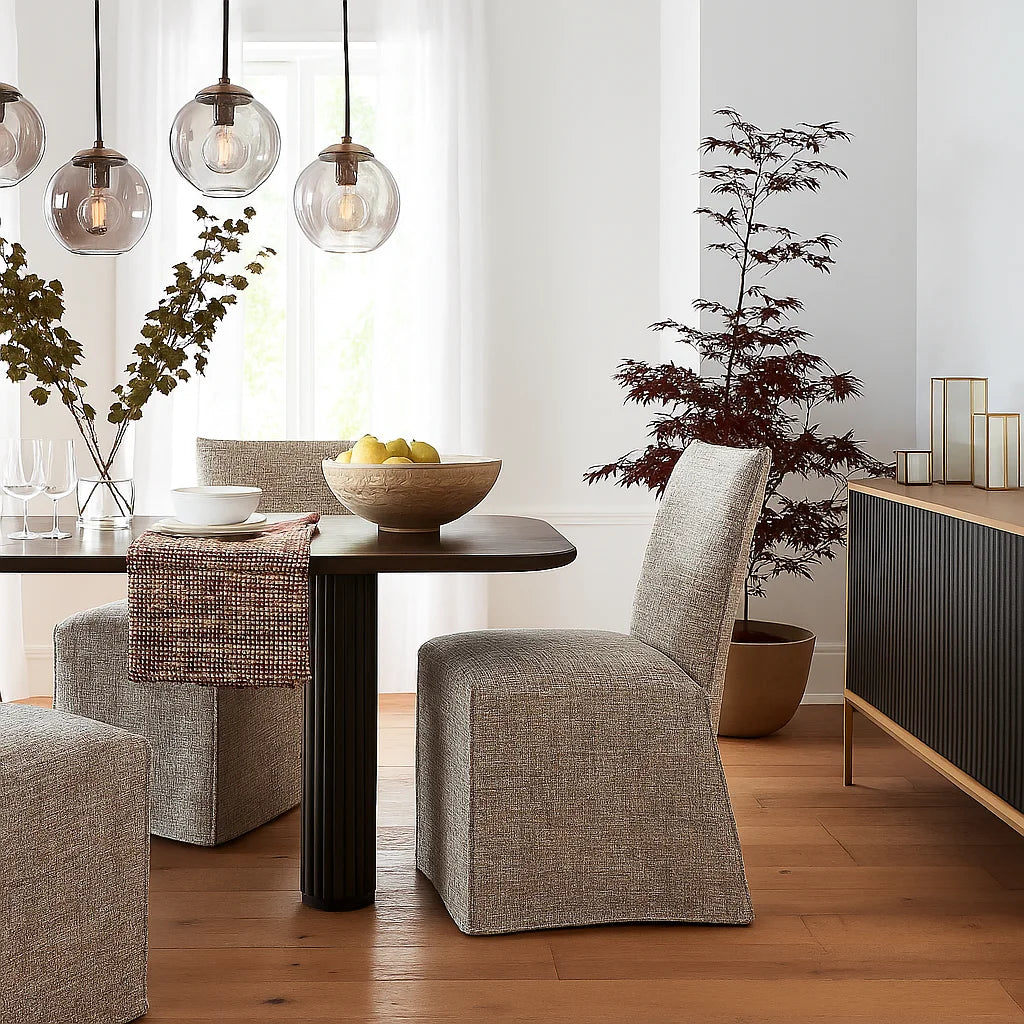 Oatmeal Grain WX8008 - 08 | Long-Skirt Dining Chair Slipcover