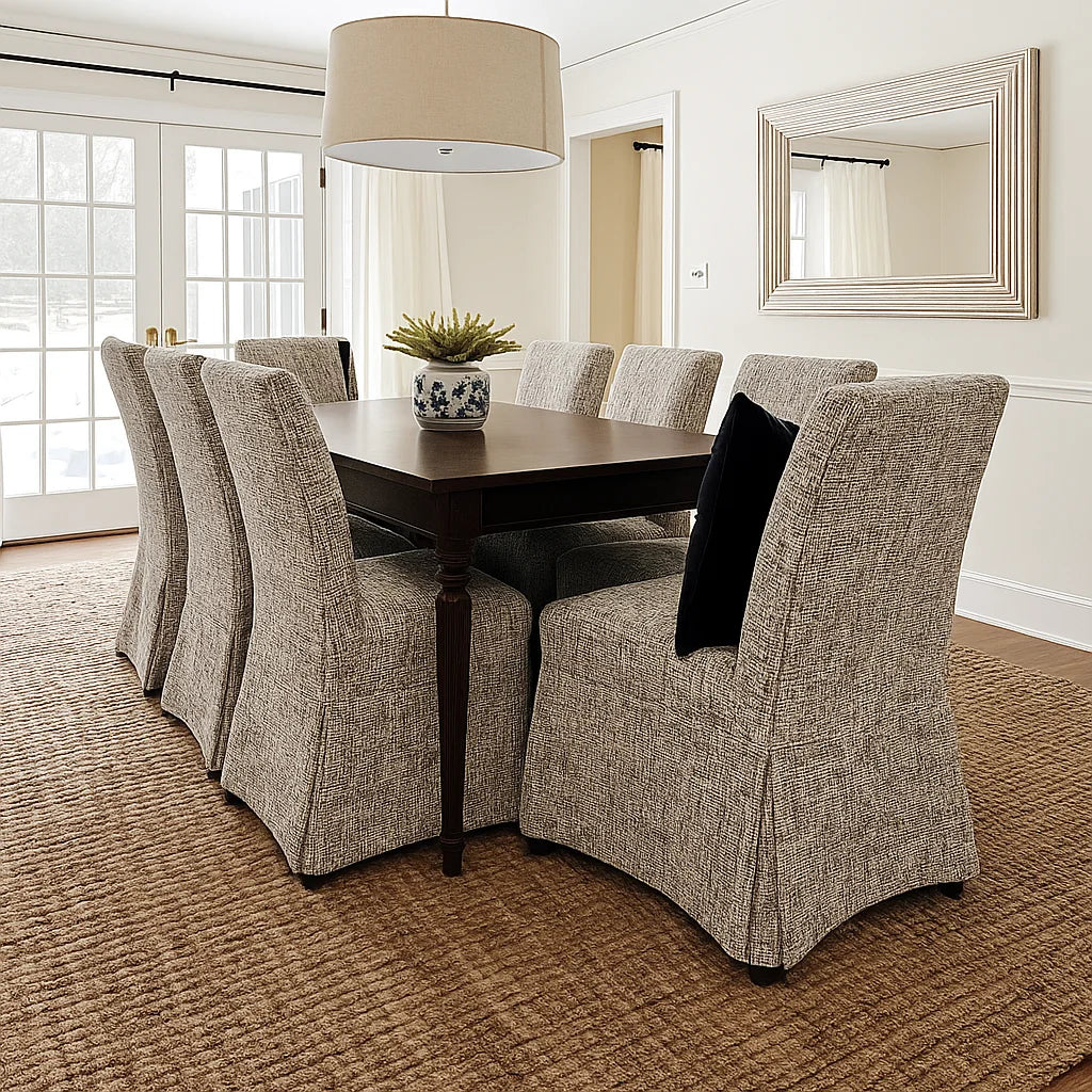 Oatmeal Grain WX8008 - 08 | Long-Skirt Dining Chair Slipcover